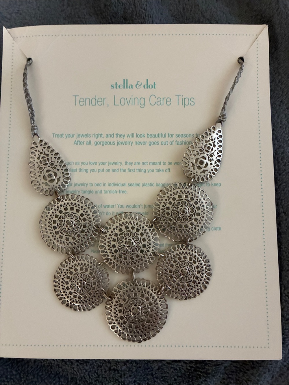 Stella & Dot Silver Filigree Layered Bib Necklace